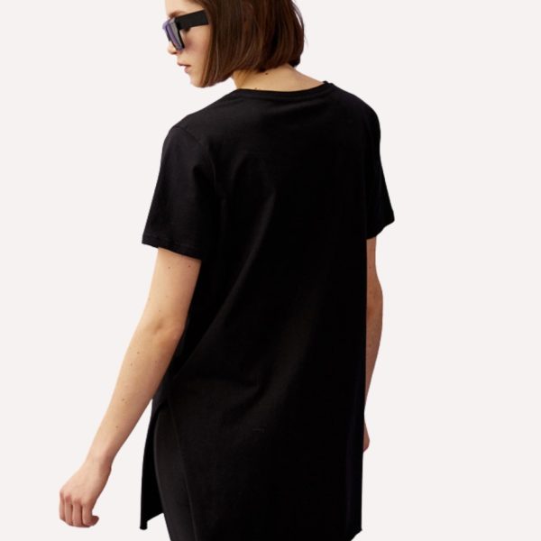 Μακριά Μπλούζα με Άνοιγμα στο Πλάι BB-042 Black