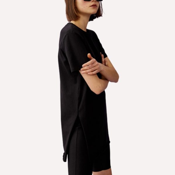 Μακριά Μπλούζα με Άνοιγμα στο Πλάι BB-042 Black