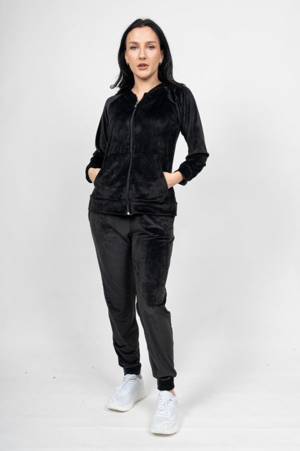 Γυναικείο Σετ Βελούδο με Μπάσκα Μαύρο