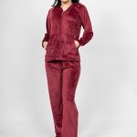 Σετ Βελούδο Ίσιο Μπορντώ