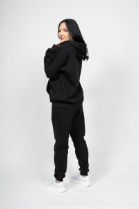 Γυναικεία Ζακέτα Φούτερ με Κουκούλα Μαύρη