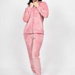 Γυναικείο Σετ Βελούδο με Μπάσκα Ροζ