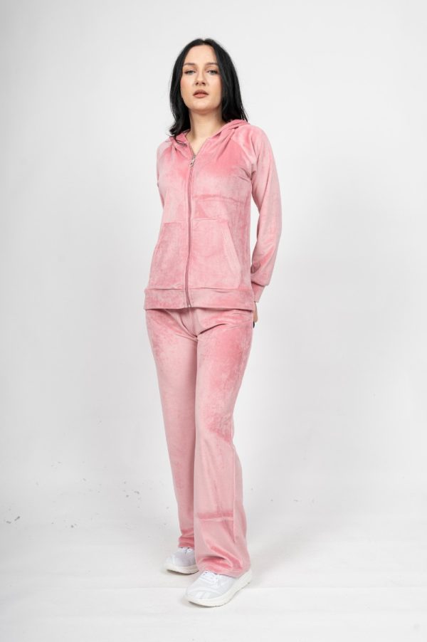 Σετ Βελούδο Ίσιο Ροζ