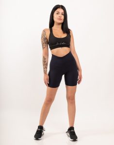 Ψηλόμεσο Βαμβακερό Midi Σορτς Gezo-152 Navy Blue