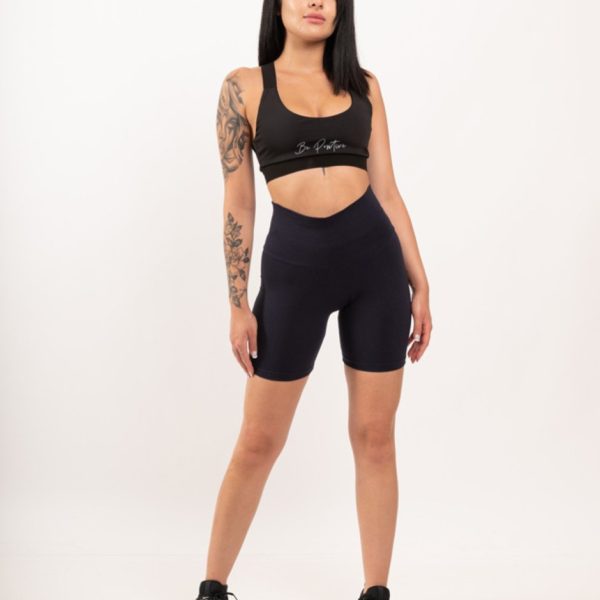 Ψηλόμεσο Βαμβακερό Midi Σορτς Gezo-152 Navy Blue