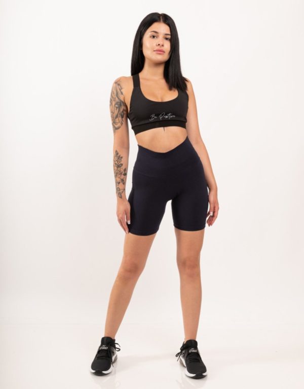 Ψηλόμεσο Βαμβακερό Midi Σορτς Gezo-152 Navy Blue